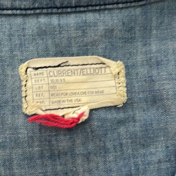 Current Elliot Chambray Laurel Canyon Popover Henley Denim Top Sz 1 - Picture 4 of 5